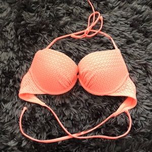 H&M Neon Salmon Colored Push Up Bikini Top